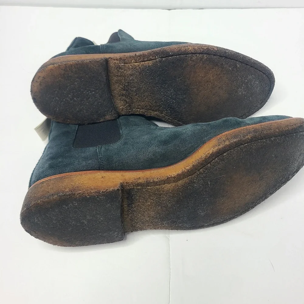 Common Projects Blue Green Suede Chelsea Boots Crepe Sole 40 7 Minimalist Luxe